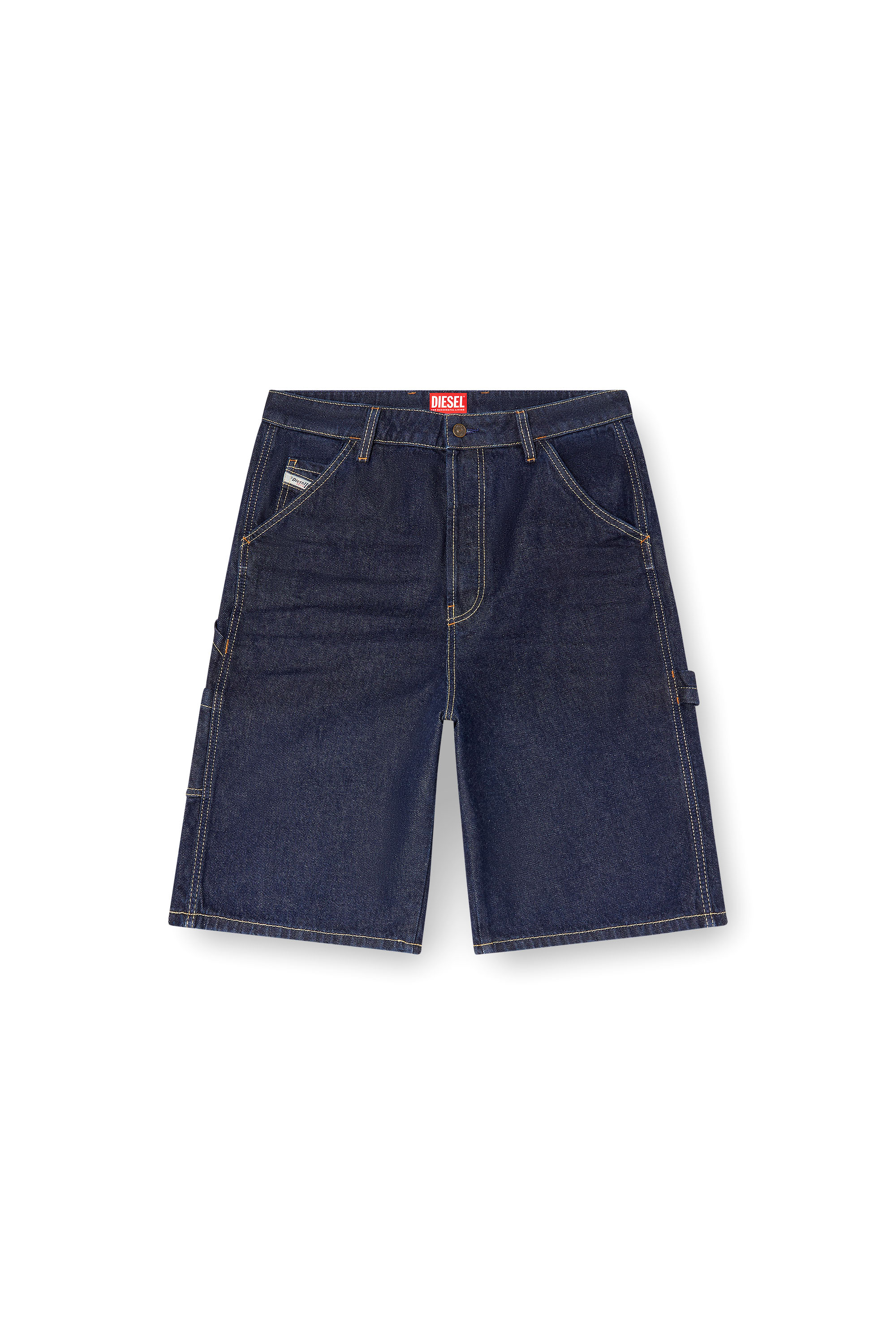 Diesel - D-LIVERY-SHORT, Man's Utility shorts in clean-wash denim in Dark Blue - 4
